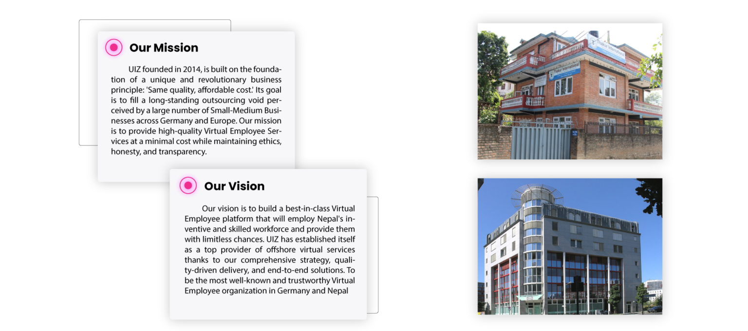 Our mission and vision section in image